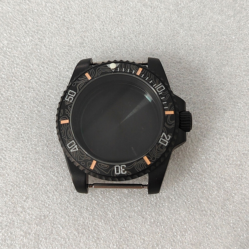 40MM SUB Black Frosted Watch Case Sapphire Glass Shell for NH35/NH36 Movement
