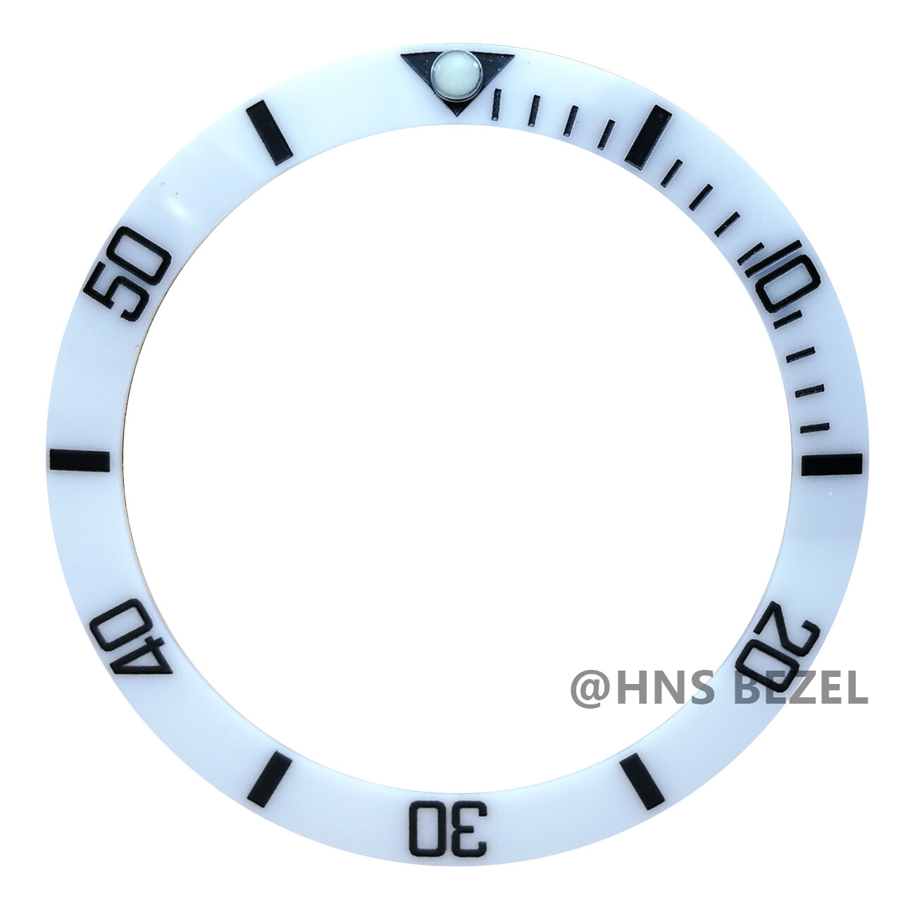 CERAMIC WHITE BEZEL INSERT FOR ROLEX SUBMARINER BLACK NUMBERS ENGRAVED