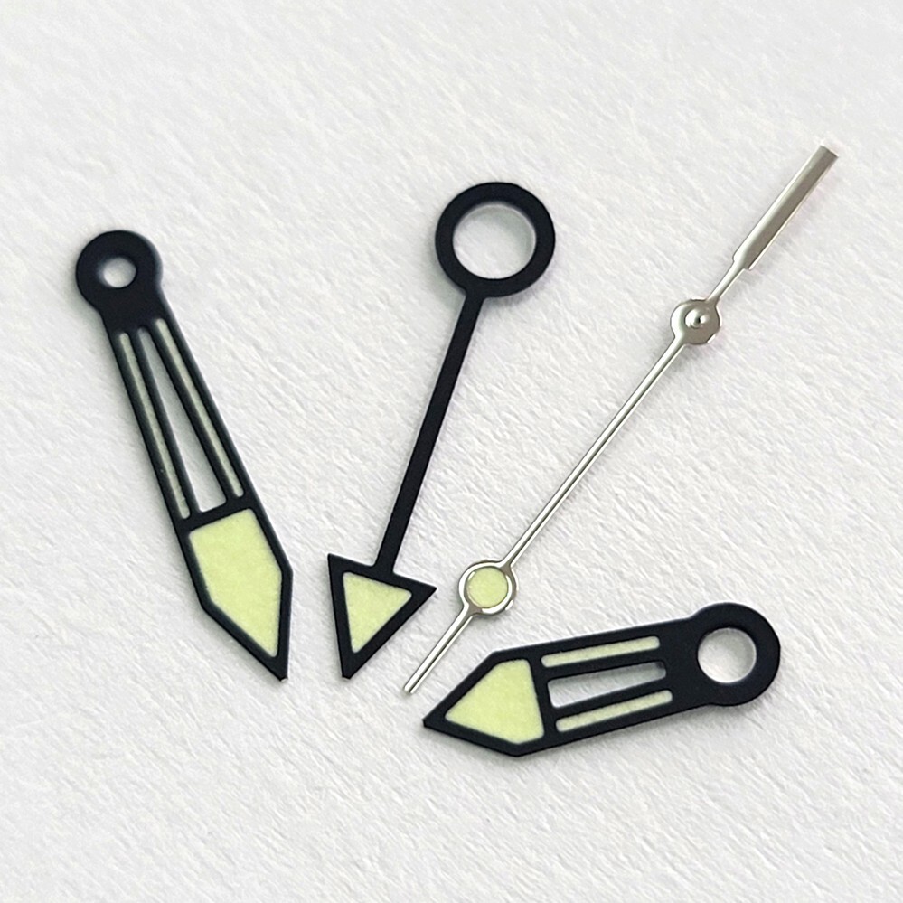black watch hands GMT hands 4 needles green luminous fit NH34 movement