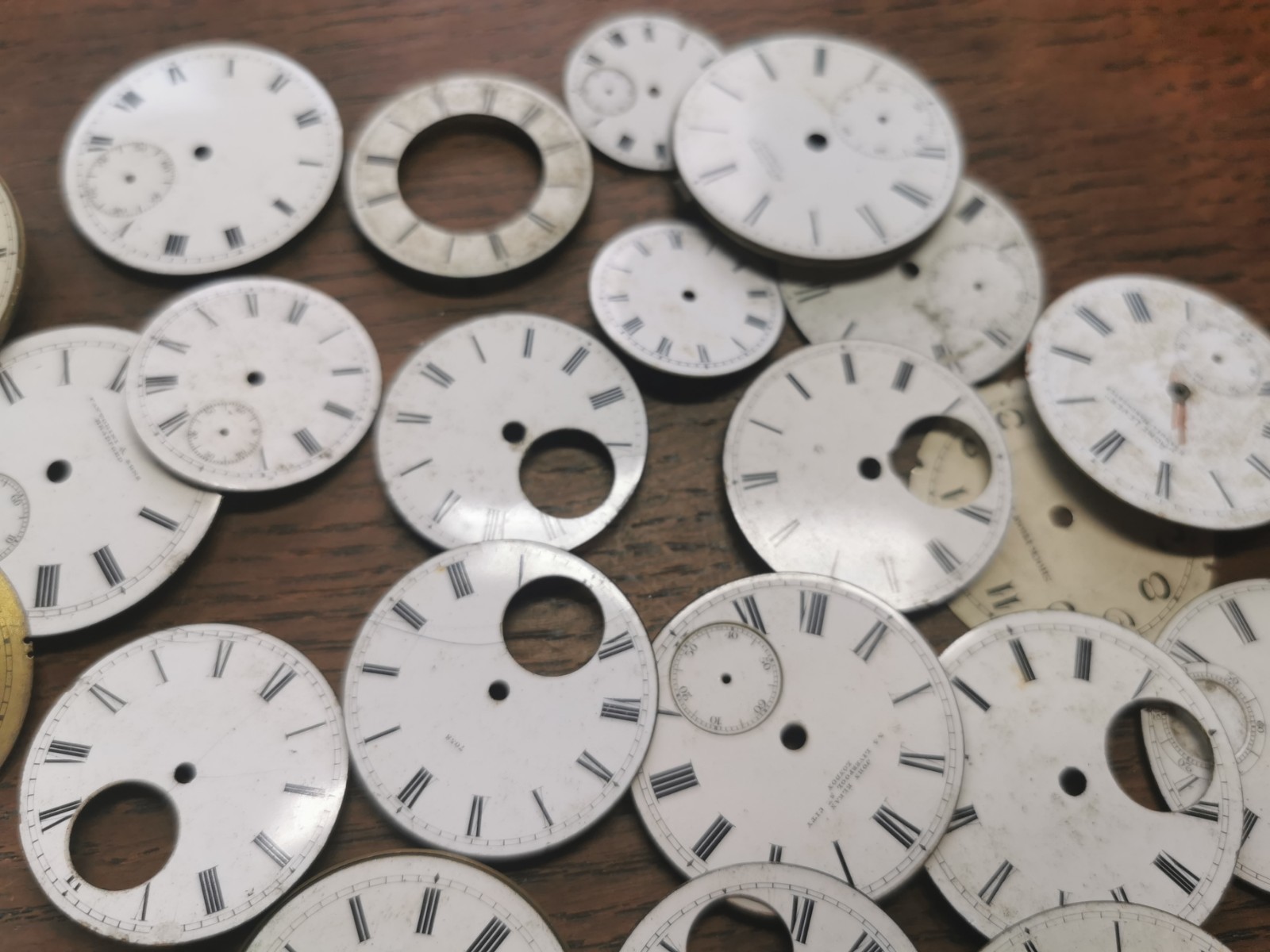 Pocket Watch Dials, Mostly Ceramic, Used, Various Sizes, Watchmaker Parts #R678
