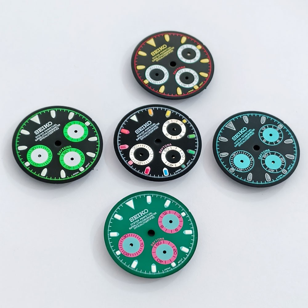 Watch Dial 29.5mm Green Luminous For Seiko VK63 Quartz Meteorite pattern Dials