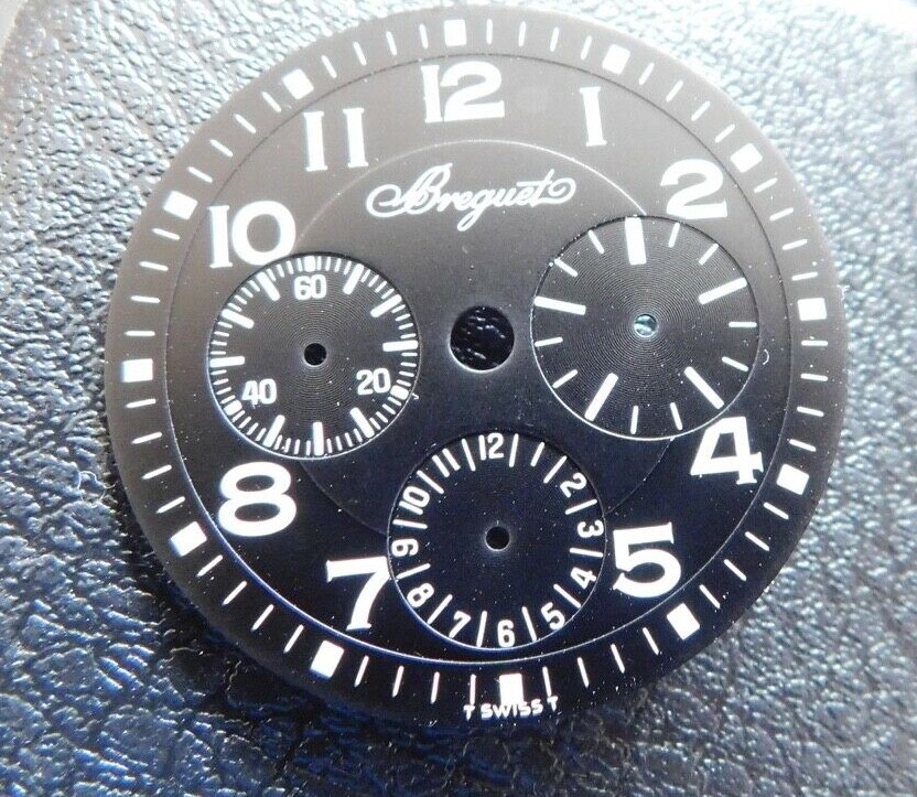 Vintage Breguet Aeronavale Type XX 3800 chrono Dial NOS Original 29,5mm black