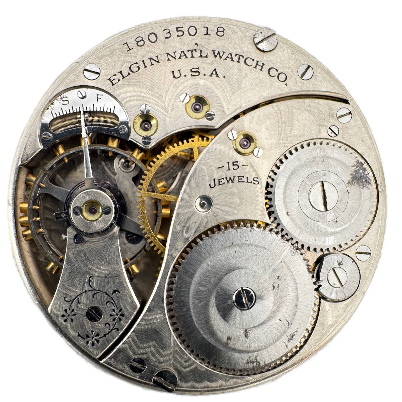 Antique 12s 1915 Elgin 15 Jewel Mechanical Hunter Pocket Watch Movement 314 USA
