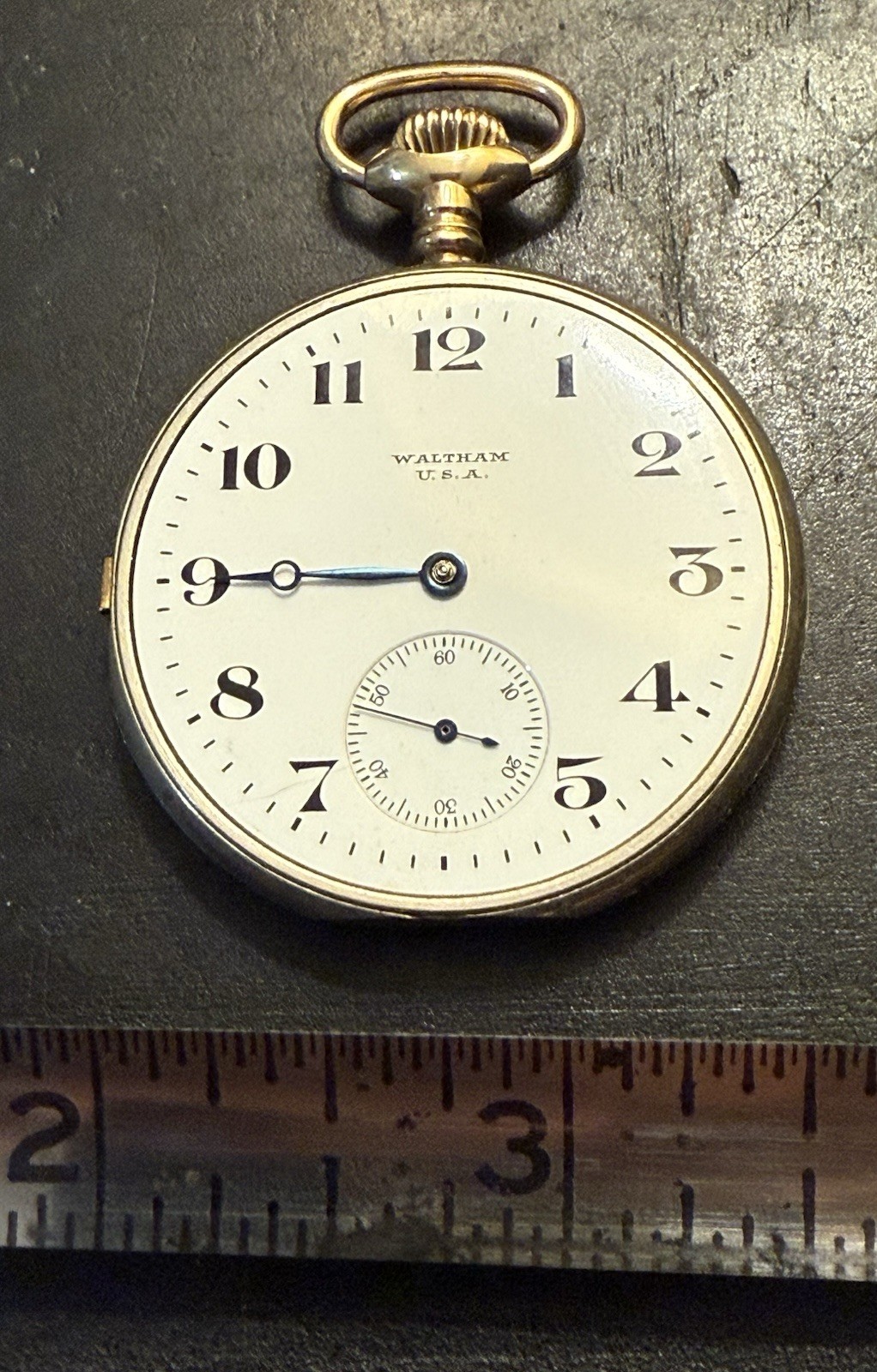 Antique Waltham 15 jewel open face pocket watch For Parts no back plate W1C