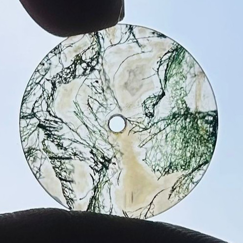 Moss Agate Watch Dial, 24.5mm Round Stone Disc for Jewelry Making GMC-314