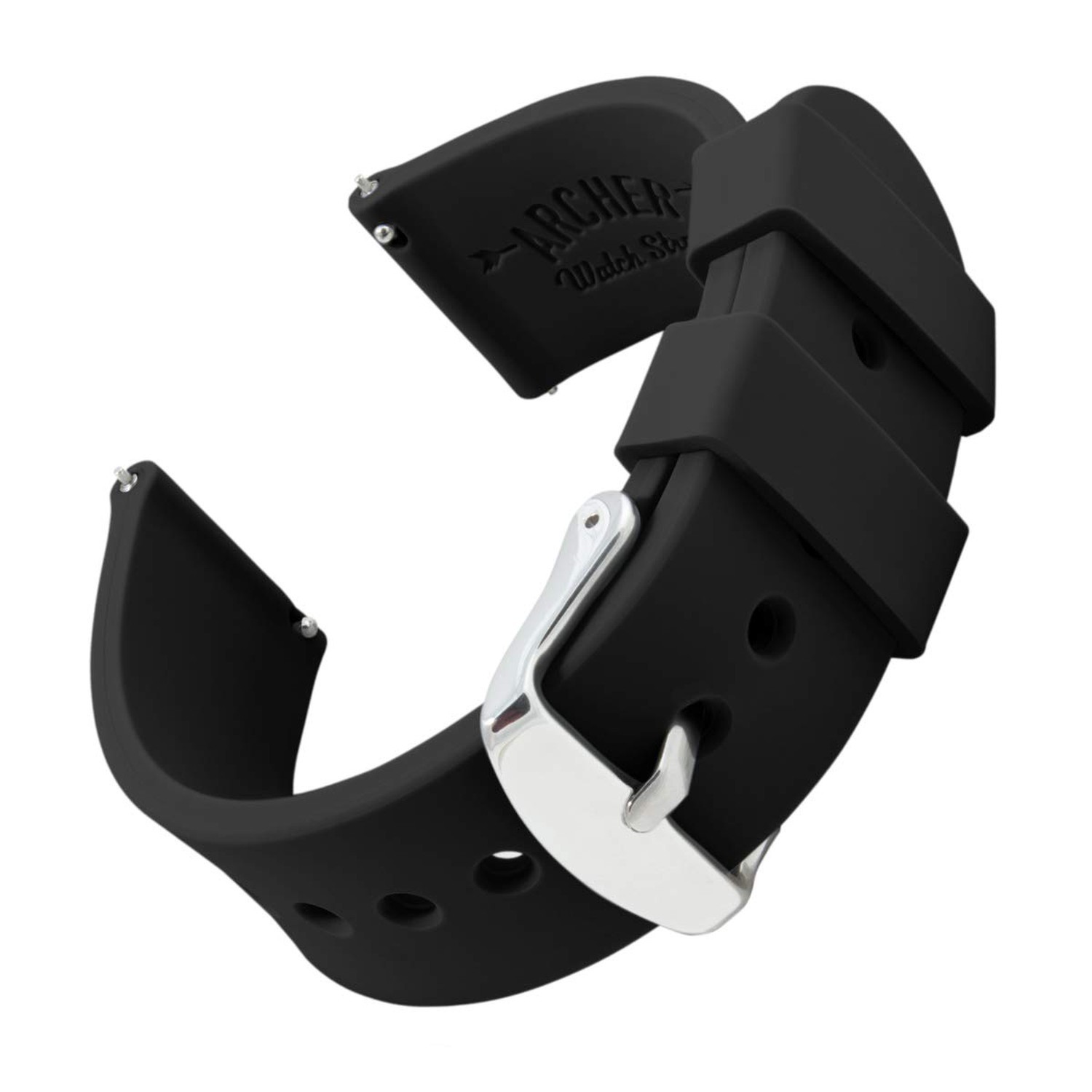 Archer Watch Straps – Soft Silicone Quick Release Watch Bands 24mm Black