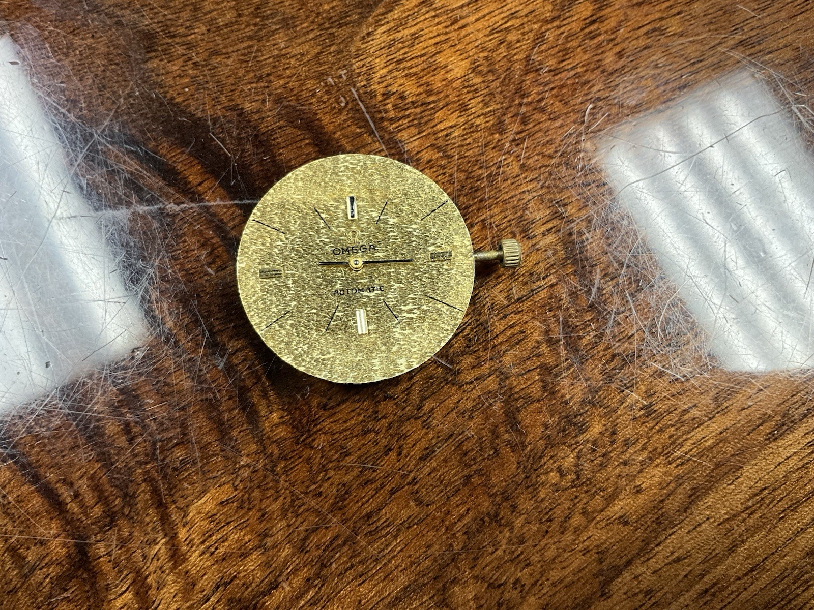 omega Bark/nugget Finish Watch Movement 14k Gold (JUST MOVEMENT!!!!)