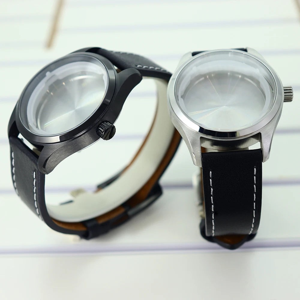 40mm Watch Cases Steel Leather Strap For NH35 NH36 NH38 Eta 2824 Waterproof