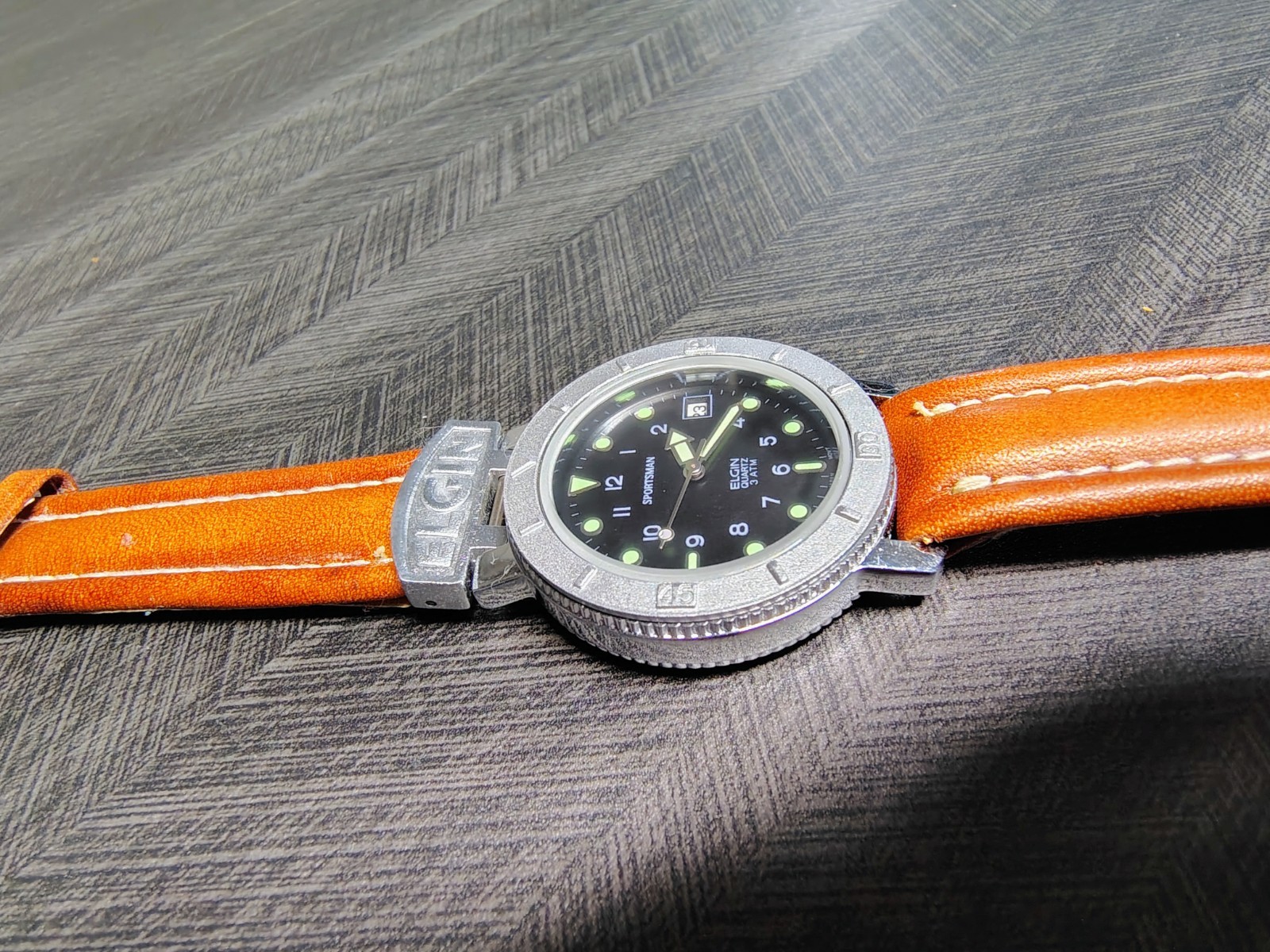 Men’s Vintage Elgin Sportsman Watch With Unique Elgin Metal Strap Connector,35mm