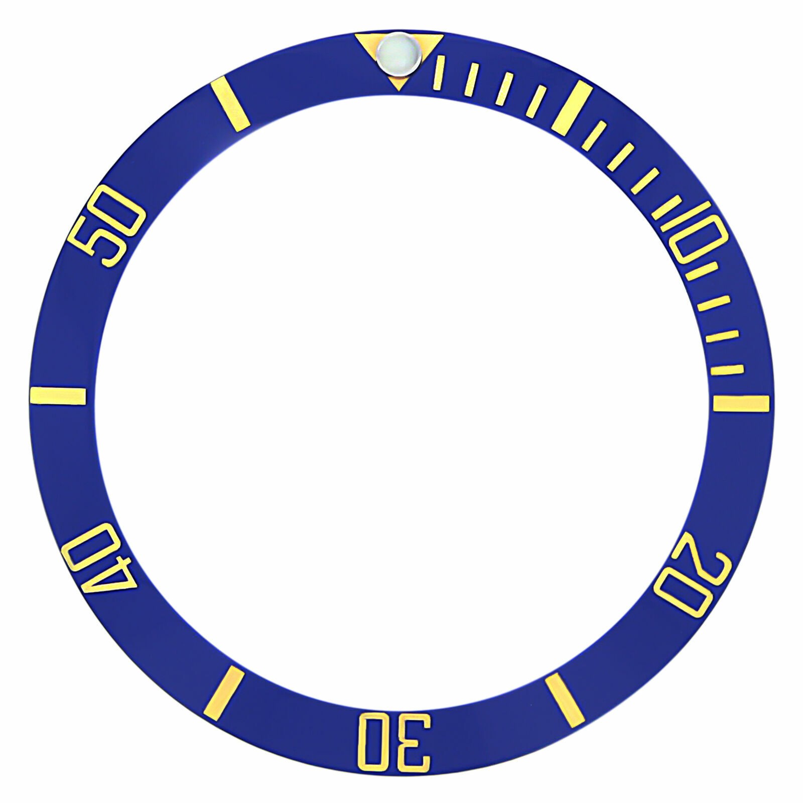 Blue Ceramic Replacement Bezel Insert Gold Font 37.60mm x 30.70mm