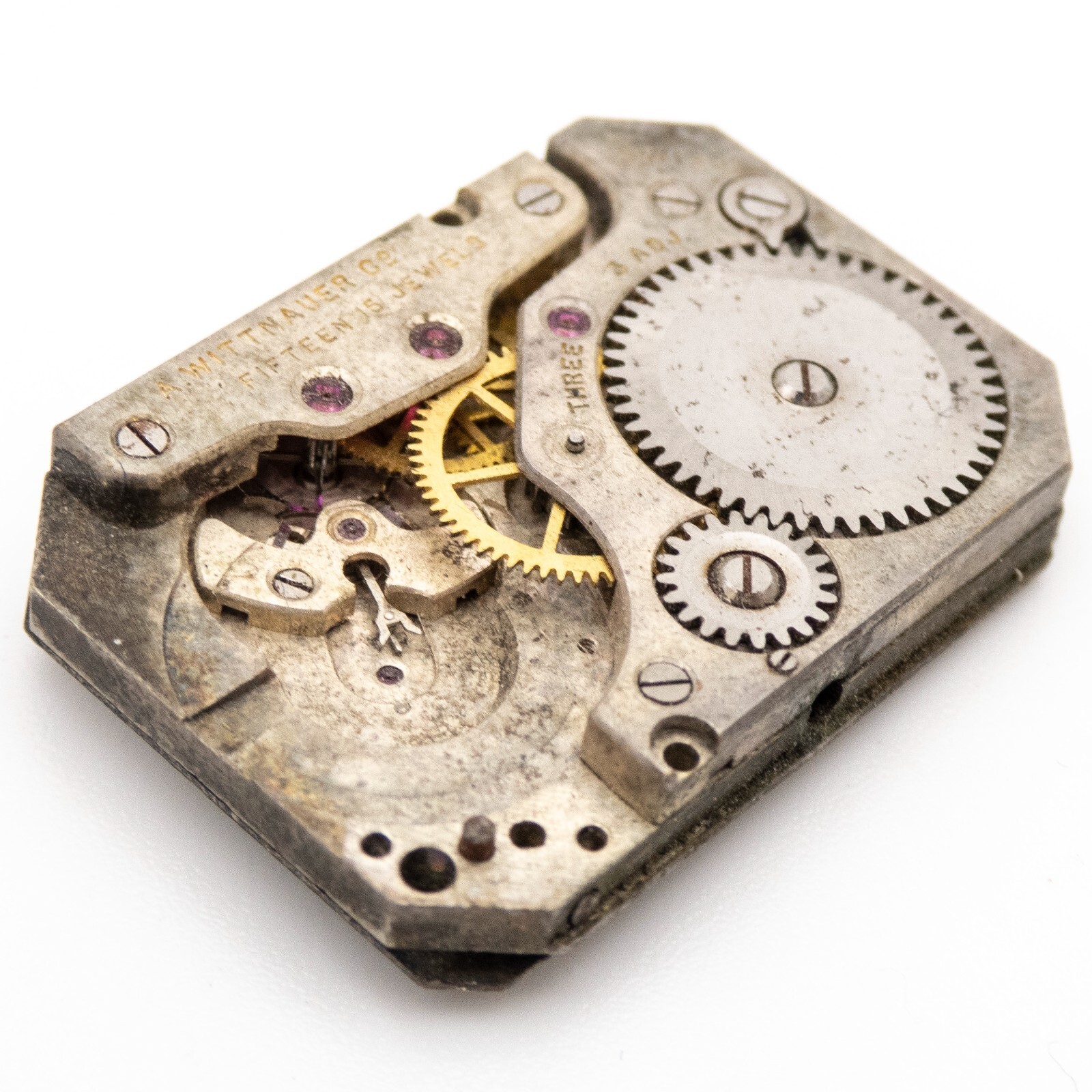 Partial Vintage Wittnauer 20.5 mm x 28 mm 15-Jewel 3-Adj Wristwatch Movement