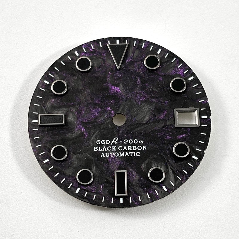 Lava Carbon Fiber Dial Black Lume 28.5mm Dial for NH35 Movement