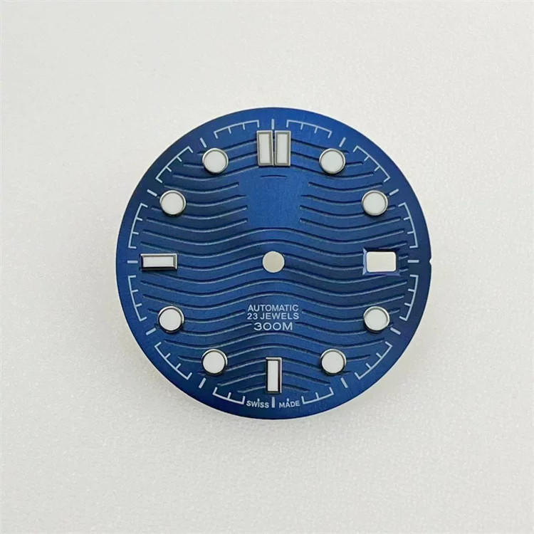 31mm Water Ripples Watch Dial Blue Luminous For Nh35 Movement Watch Accessories