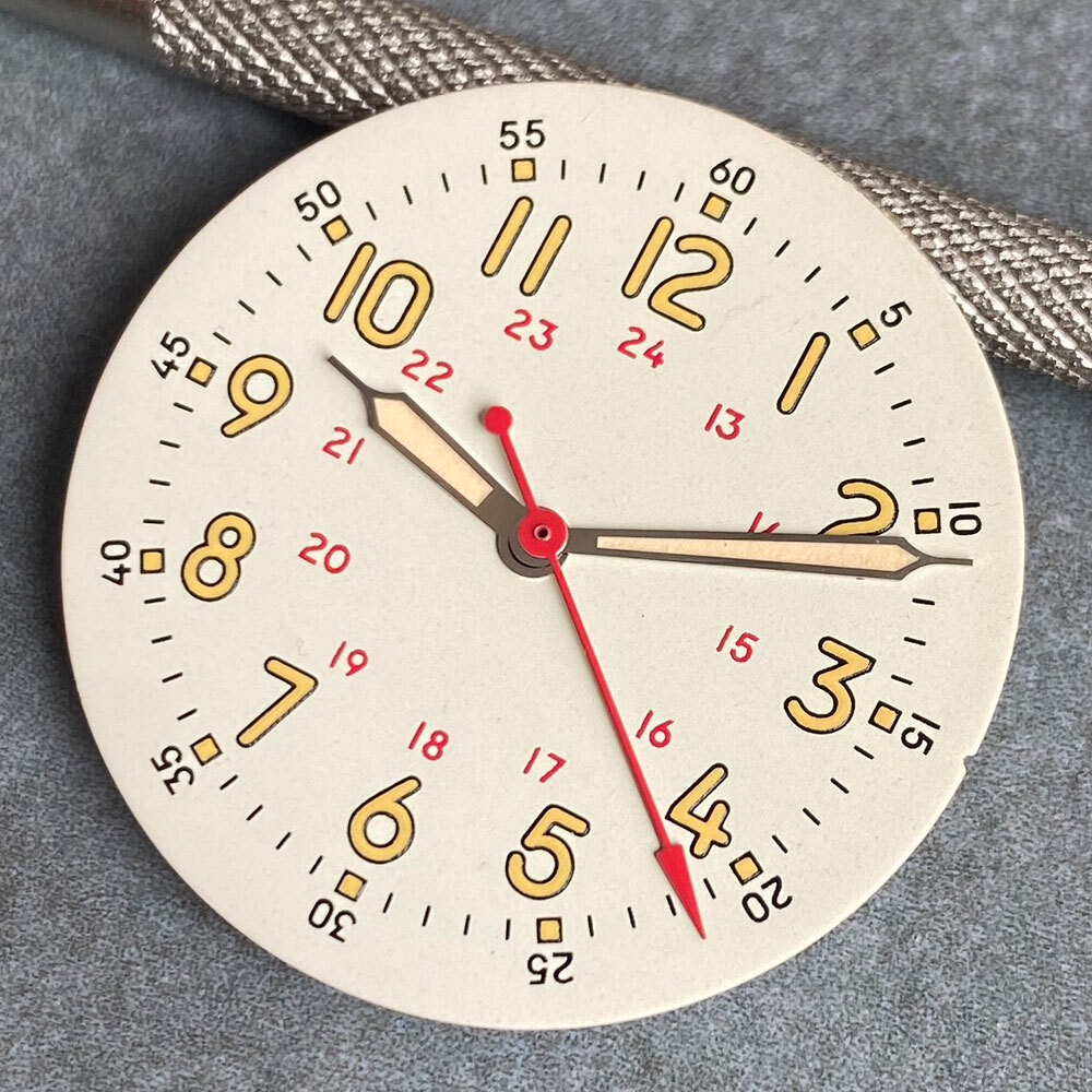 29mm Lume Yellow Mark Cream Black Field Watch Dial Fit NH35 NH38 PT5000 Parts