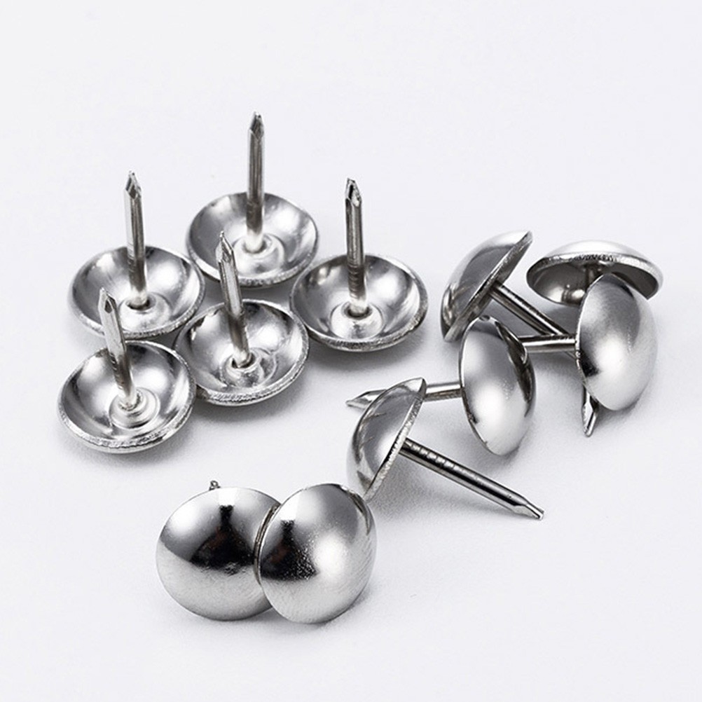 100Pcs Antique Round Brass Nails Large Headed Silver Reusable for Memo Tacking