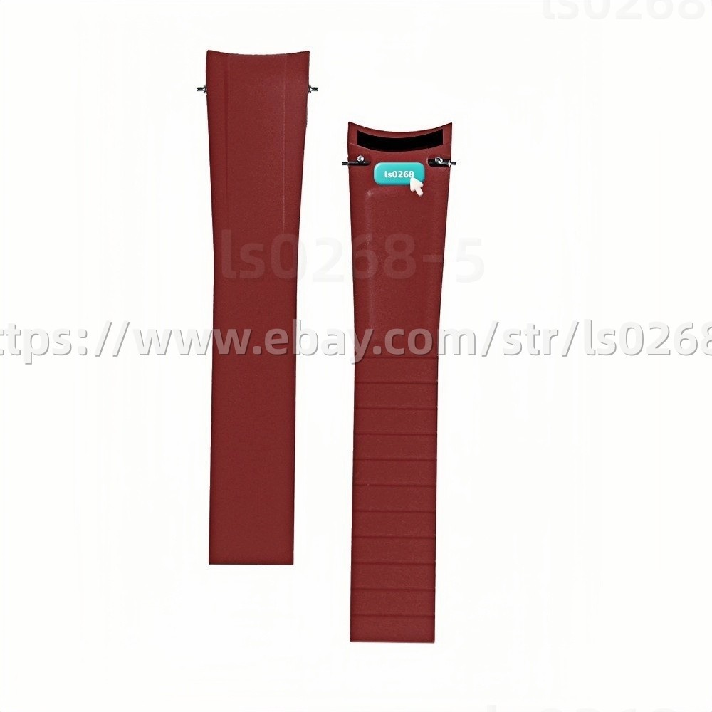 20mm Fluororubber Watch Strap Quick Release Folding Buckle Extended Length