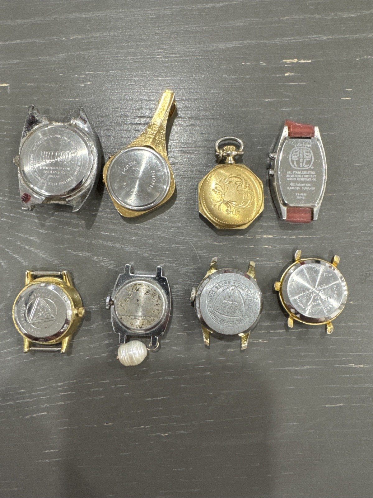 Vintage Lot Of 8 Watches Without Bands For Parts Or Repairs. Unique, Collectible