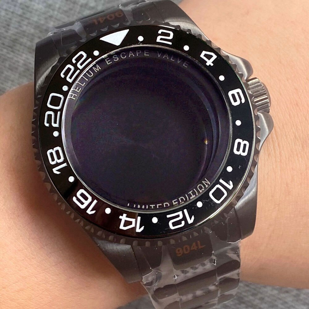 43mm PVD Black Watch Case Fit NH34 NH35 NH36 ETA2824 PT5000 Miyota8215 DG2813