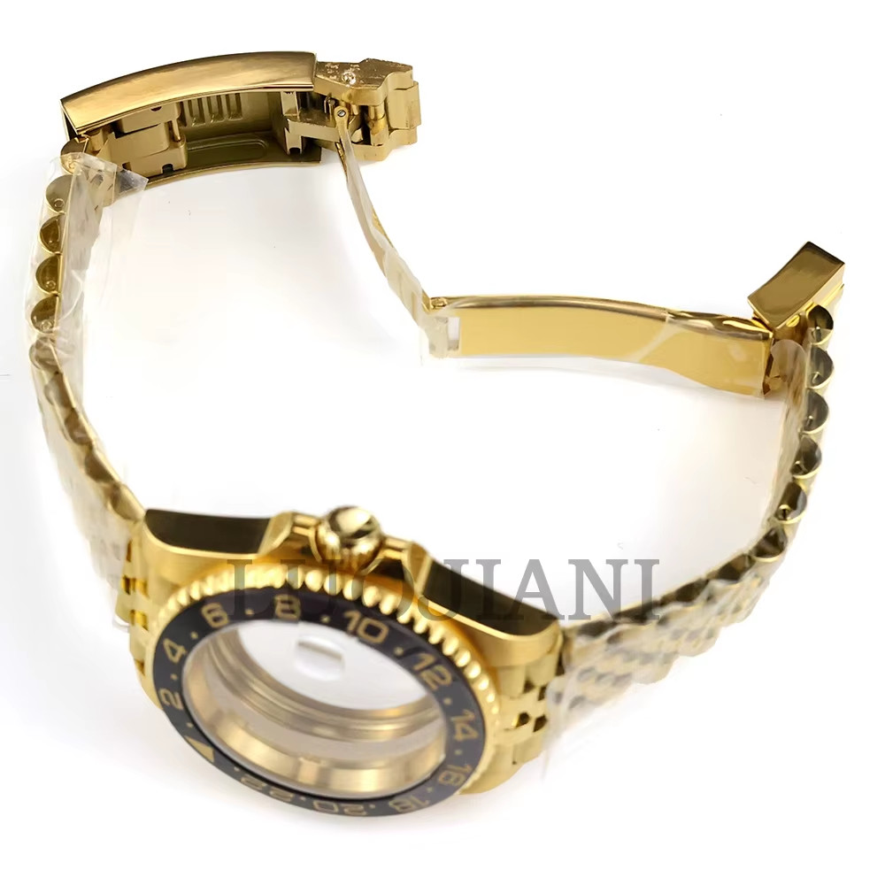 40mm Jubilee Gold Watch Case Sapphire Glass Fit Yacht-Master NH34 NH35 NH36