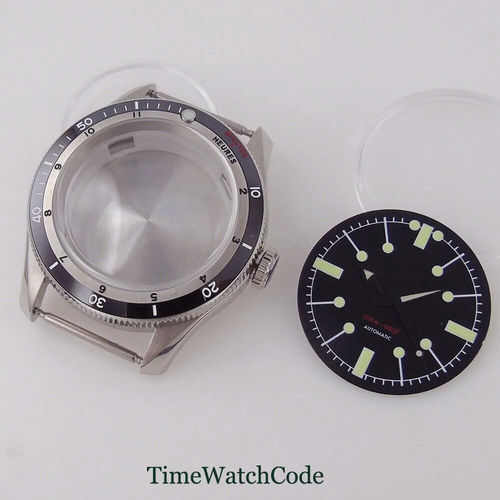 Diving Watch Case for NH35 ETA2824 PT5000 20ATM Double Bow Sapphire Crystal 40mm