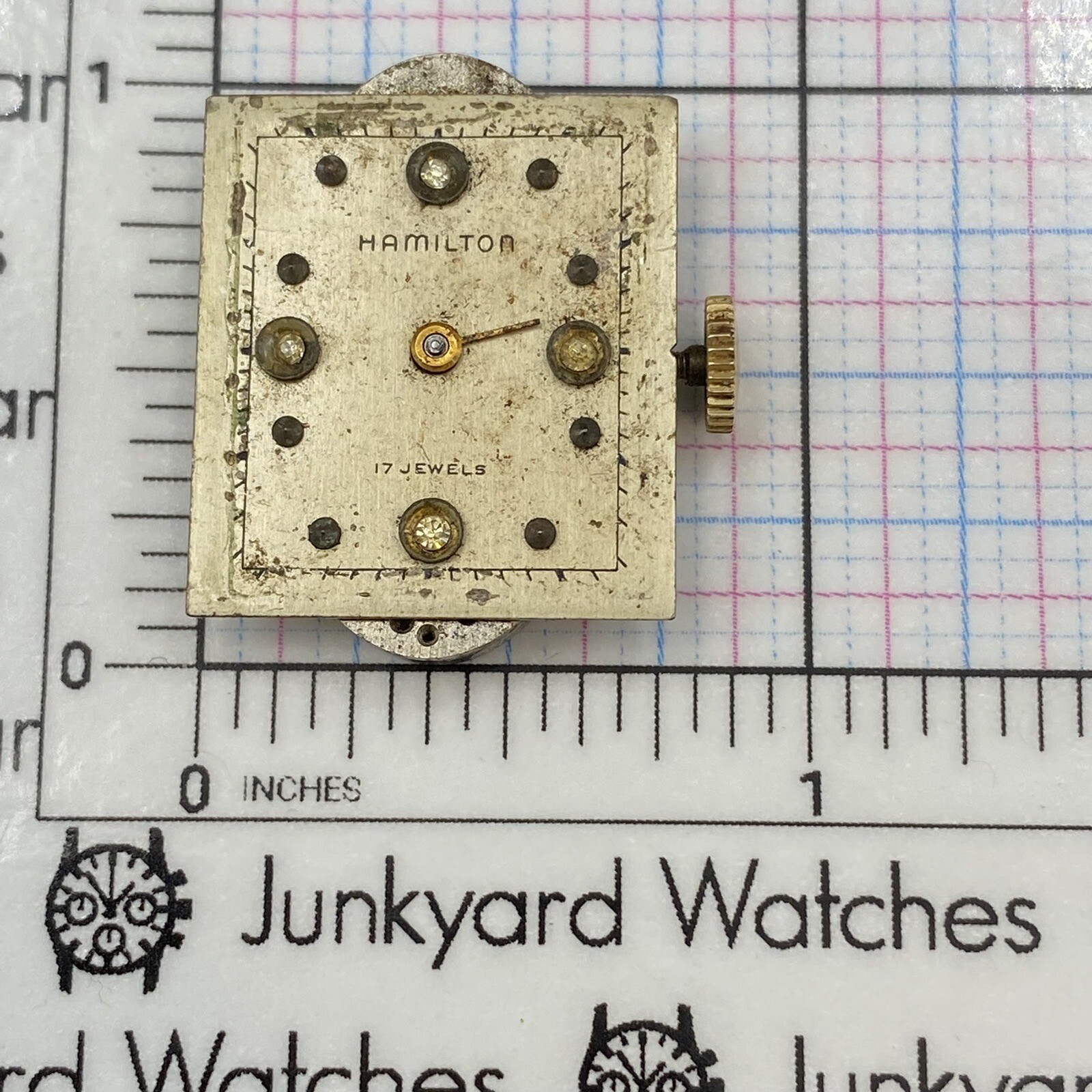 Vintage Diamonds Hamilton 989 Watch Movement Repair Part Watchmaker 17 Jewels