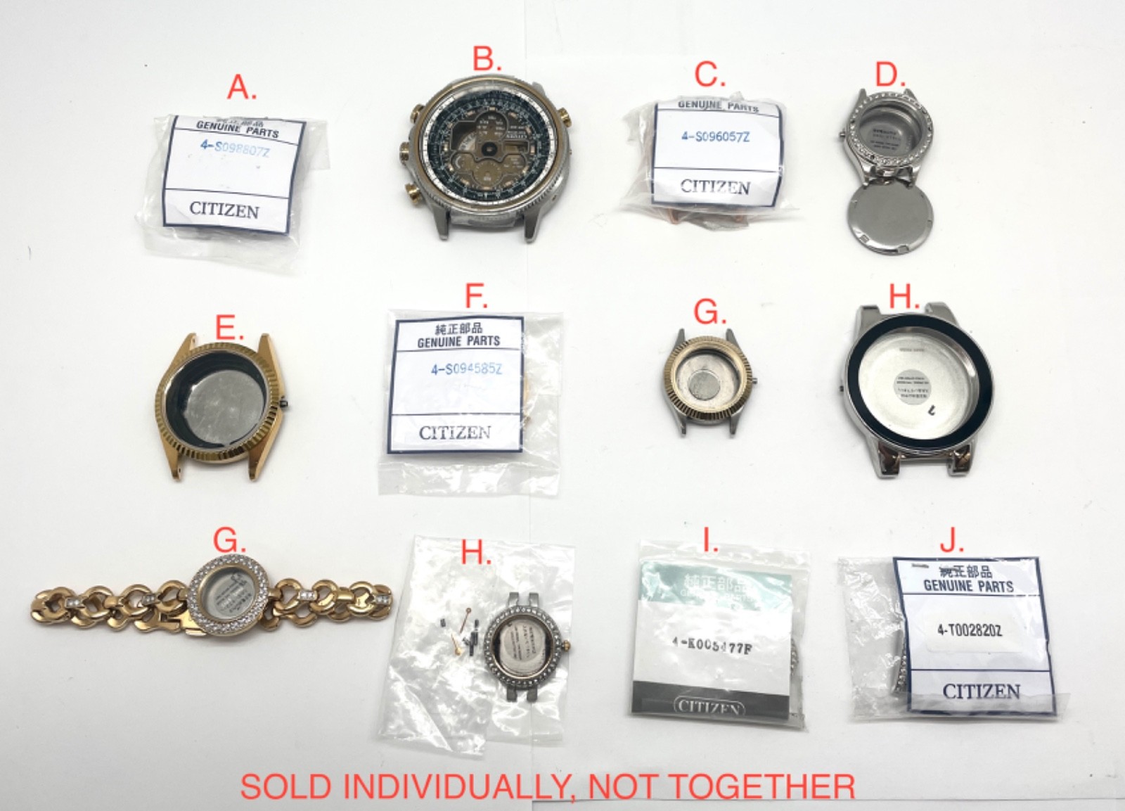 Used CITIZEN Watch Cases Various Size/Part Numbers FOR PARTS NO MVTS.