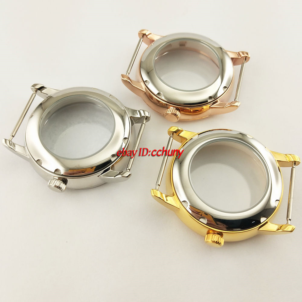 42mm Silver/Golden/Rose Gold Watch case Fit ETA 2836,Miyota 8215 8205 Movement