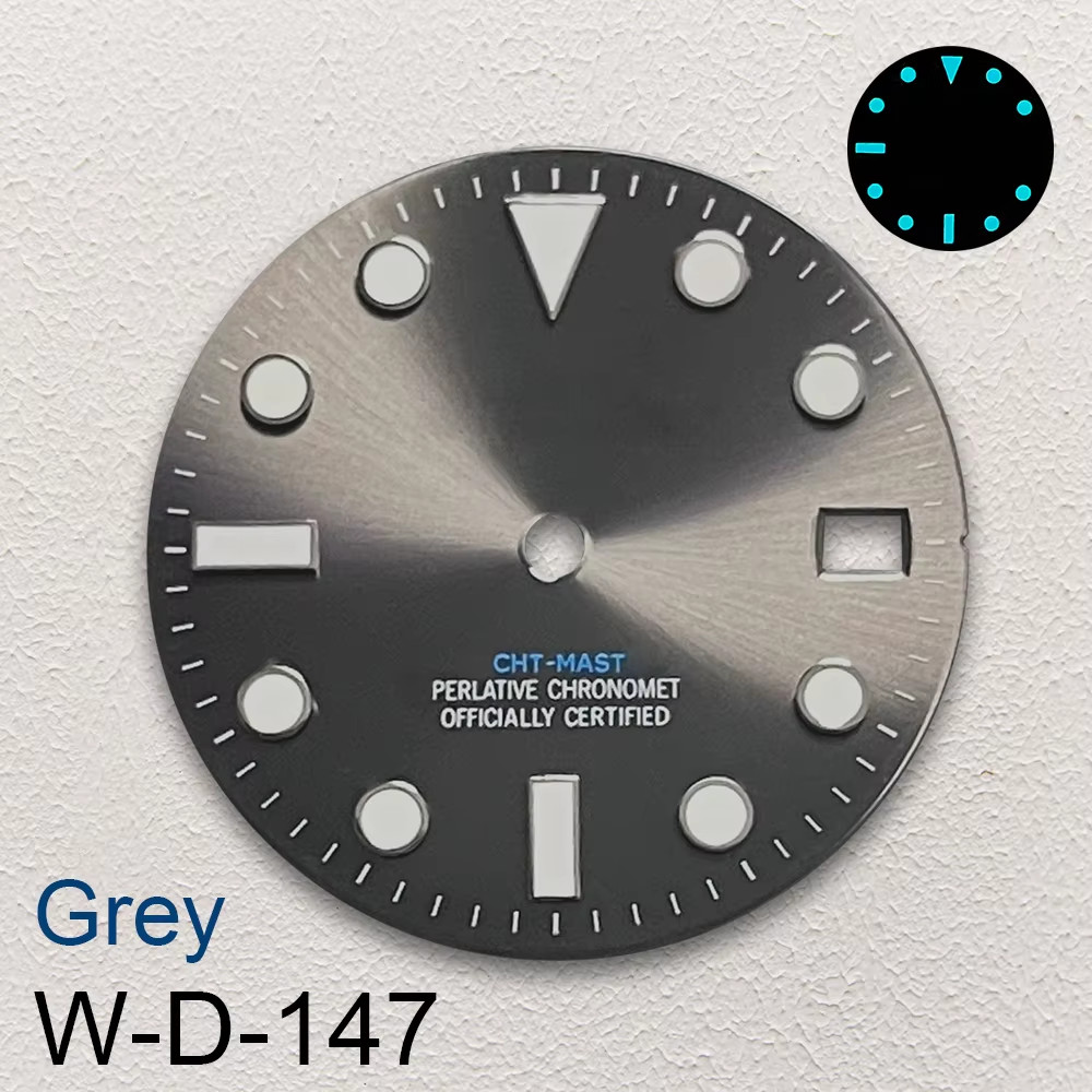 28.5Mm S Logo Sunburst Dial Fit NH35/NH36/4R/7S Japanese Movement Ice Blue Lumin