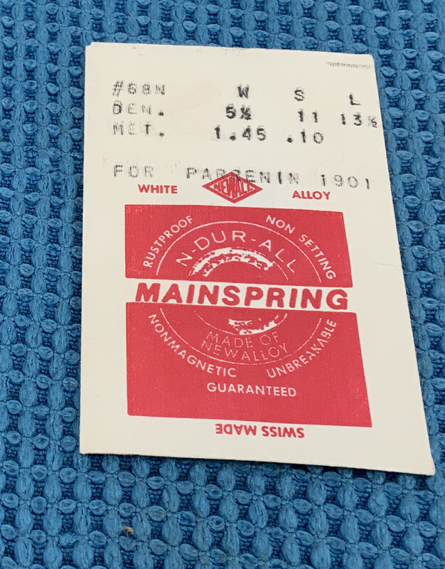 NEWALL 68N Mainspring (5.5 X 11 X 13.5) FOR PARRENIN 1901. NEW OLD STOCK