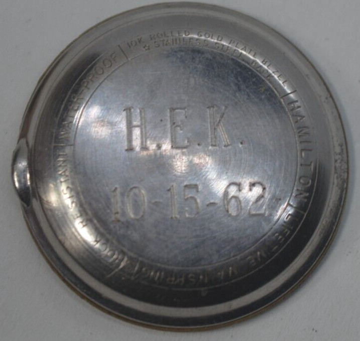 Vtg 1962 HAMILTON Wrist Watch CASE BACK ONLY, 10K ROLLED GOLD FILLED 30mm