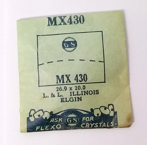 NOS G-S Crystal MX430 for ELGIN, L & L. ILLINOIS* 26.9 x 20.0 mm
