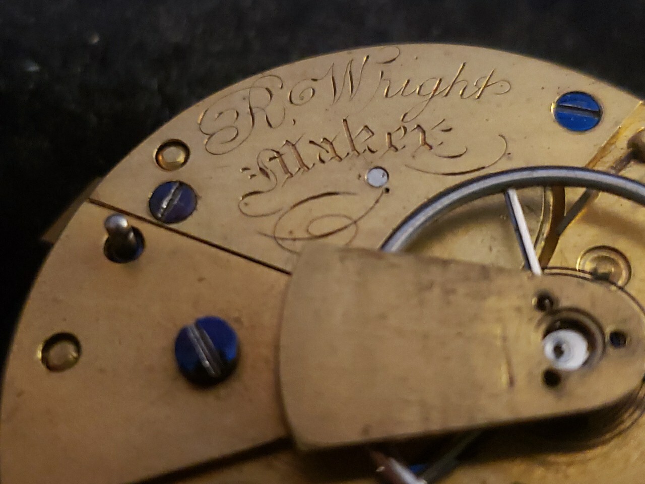 Fusee Pocket Watch Movement R. Wright Maker From Watchmakers Collection