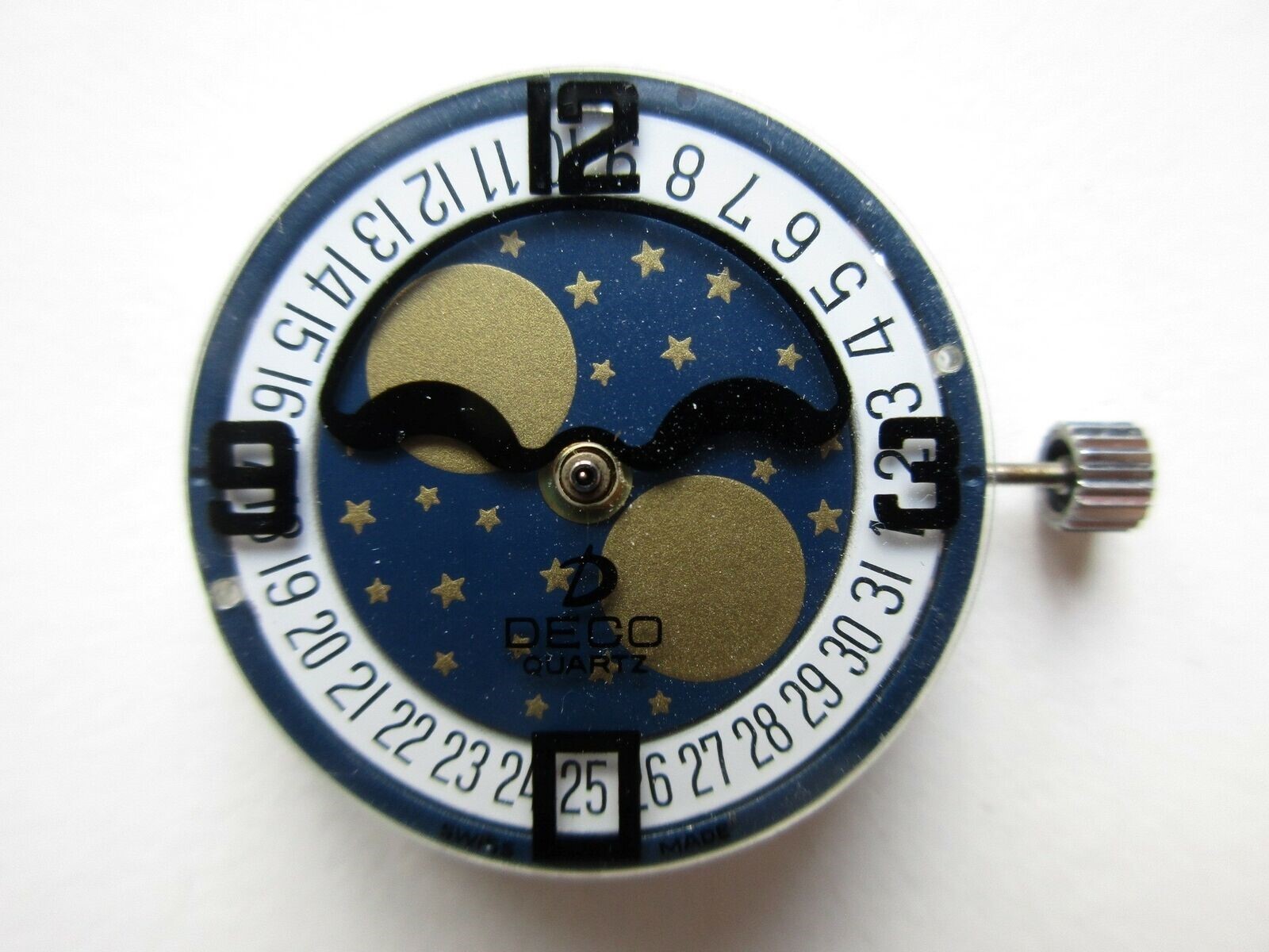 Harley 11½”‘ cal. 378 Swiss day-night disk watch movement N.O.S Date at 6