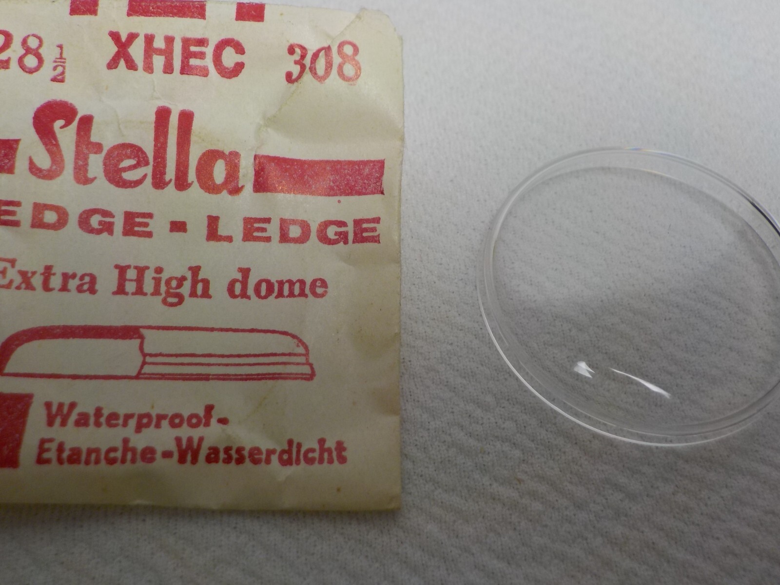 STELLA WEDGE LEDGE EXTRA HIGH DOME WATCH CRYSTAL 308 REPLACEMENT 28 1/2 XHEC