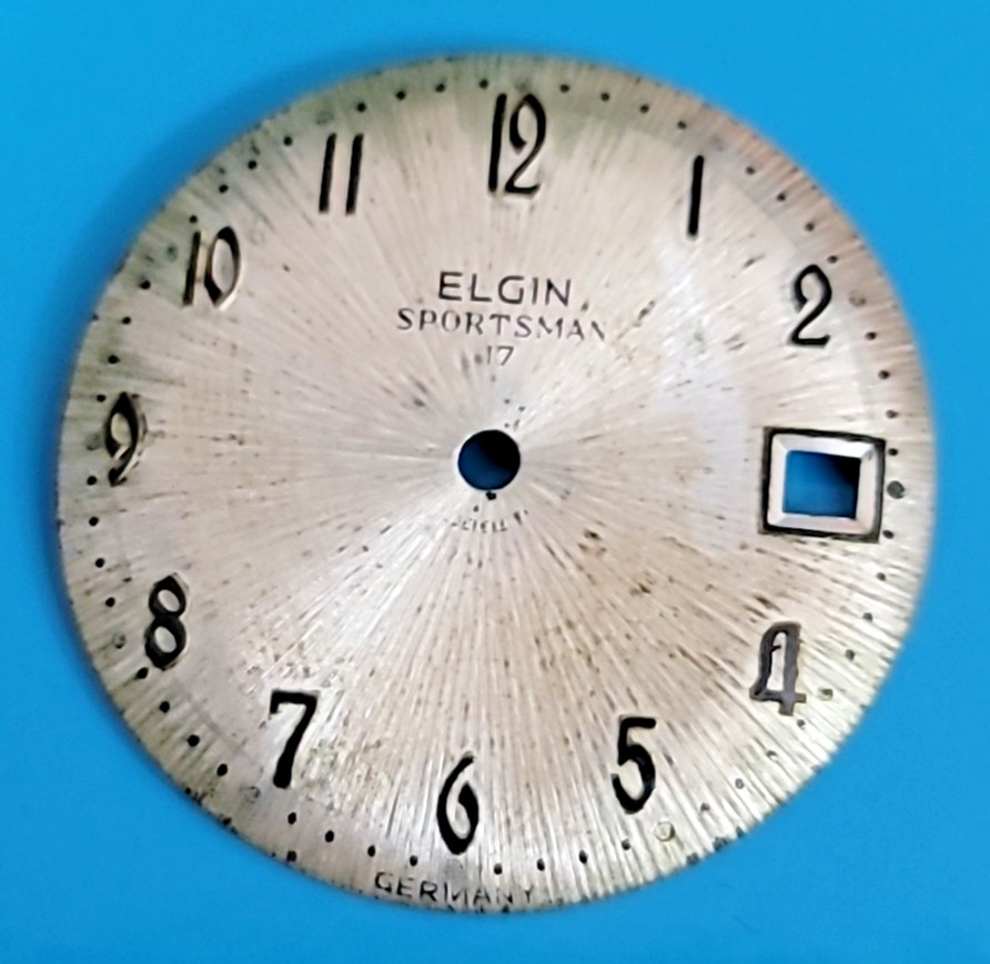 SB5-B: Elgin Sportsman 29 mm Textured Dial 17 Jewels Germany Vintage Watch Part