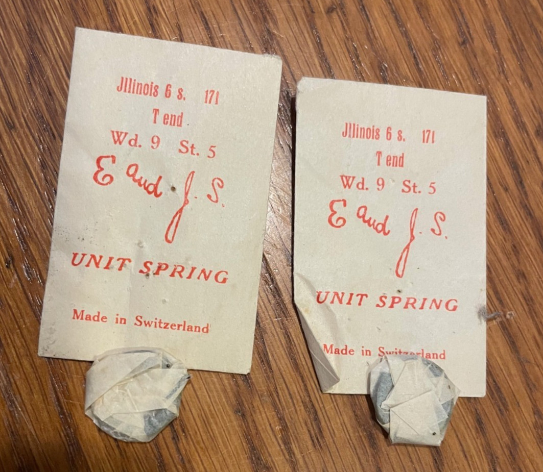 Vintage E and J.S. UNIT SPRING Illinois 6 s. 171 Wd. 9 St. 5 Switzerland – qty 2