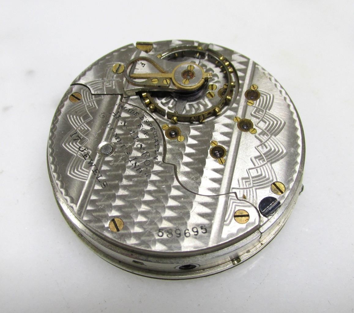 Antique 1902 Rockford Illinois Pocket Watch Movement & Dial ~ 17Jewels ~ 5-E438