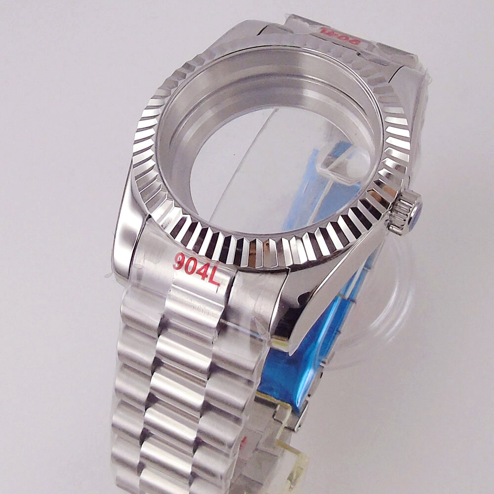 Fluted Bezel 36MM Sapphire Glass Watch Case Fit NH34A NH35A NH36 ETA 2824 PT5000