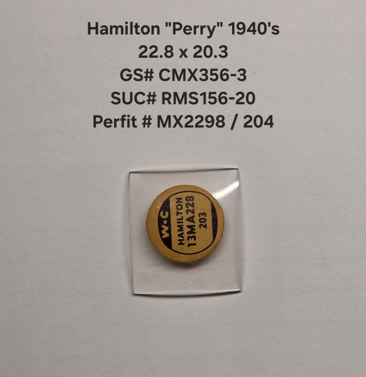 NOS Vintage 1940s Hamilton Perry Glass Watch Crystal