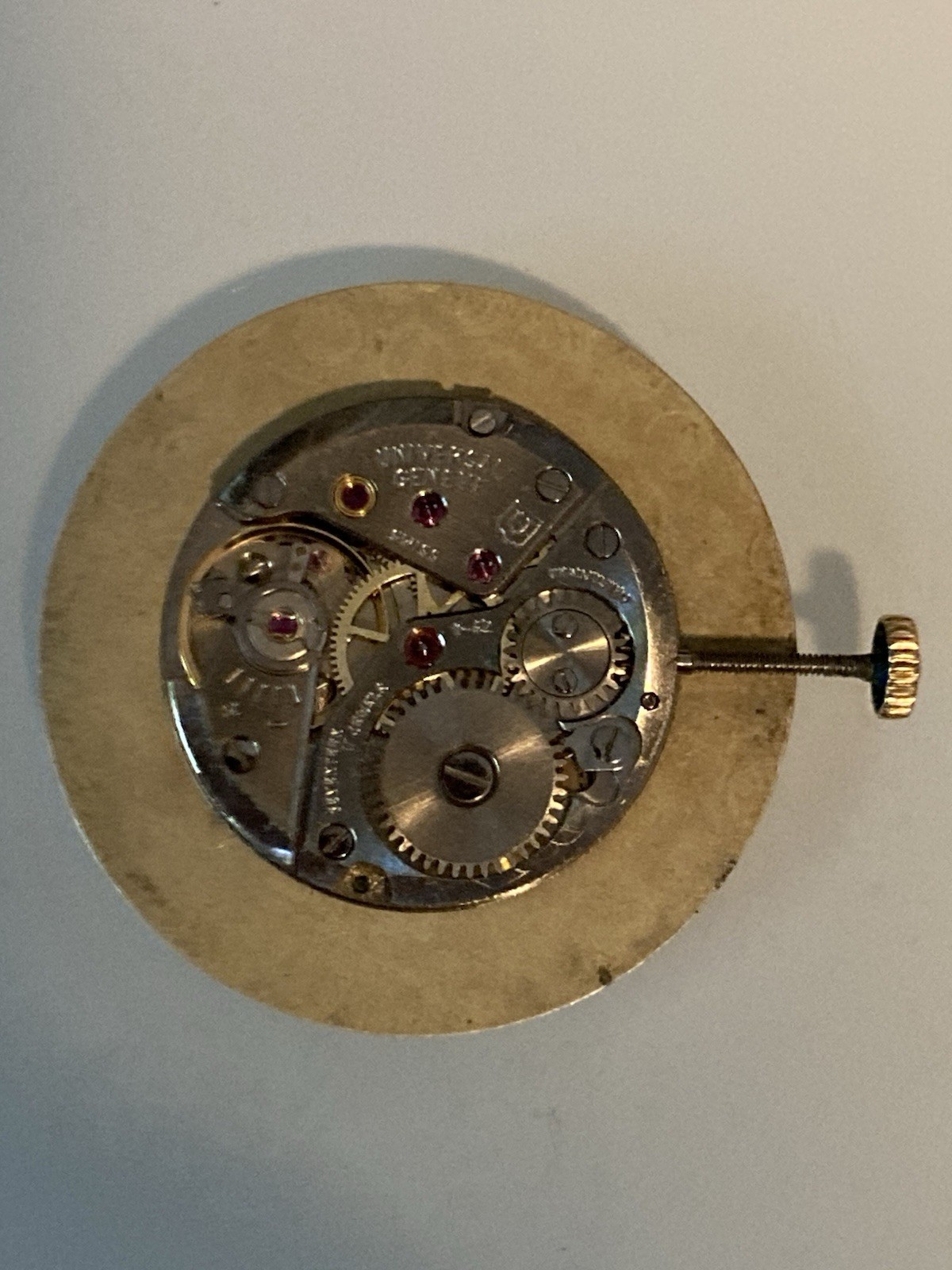 Universal Genève 1-42 movement. 17 jewel w/ Roman Dial Crown/Stem