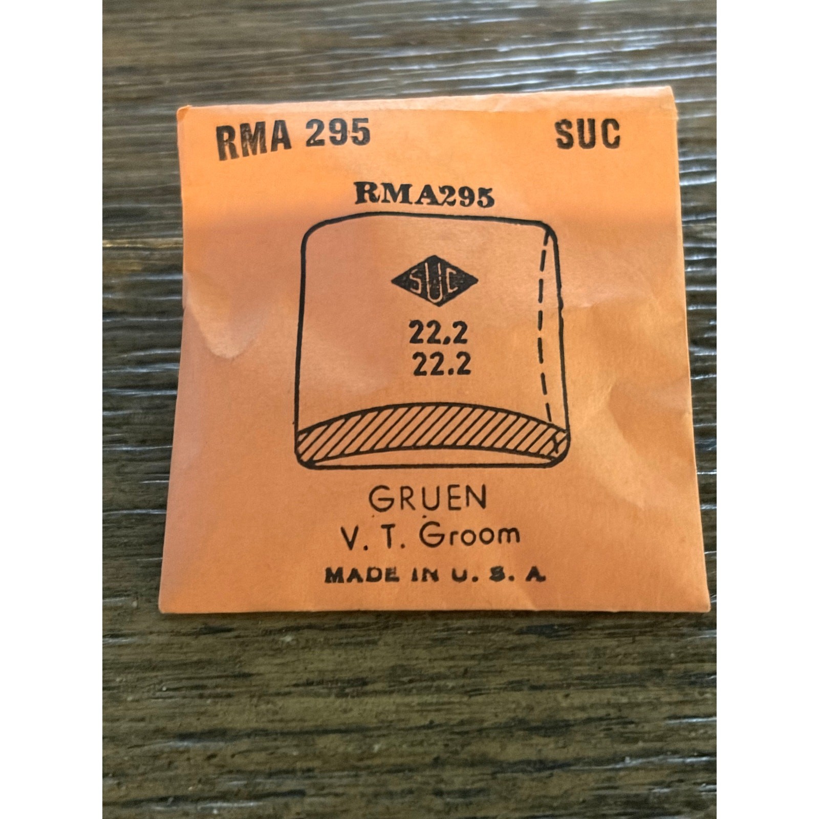 SUC Rocket Crystal RMN 295 for GRUEN – 22.2 x 22.2mm -NOS