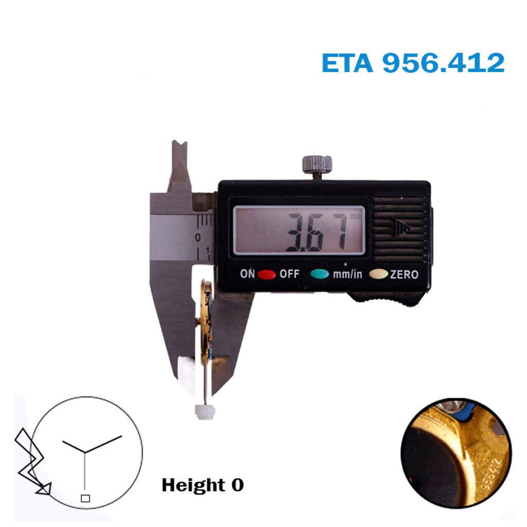 ETA 956.412 Swiss Made Quartz Movement-White Date Disk At 6- 3 Hands- Height :0.