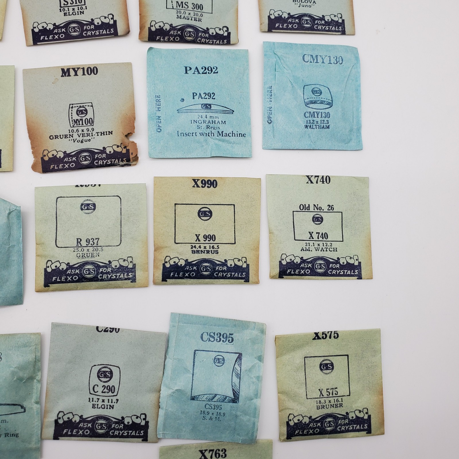 Lot of 50 G.S. Watch Crystals for Various Watch Maker NOS Various Sizes #41