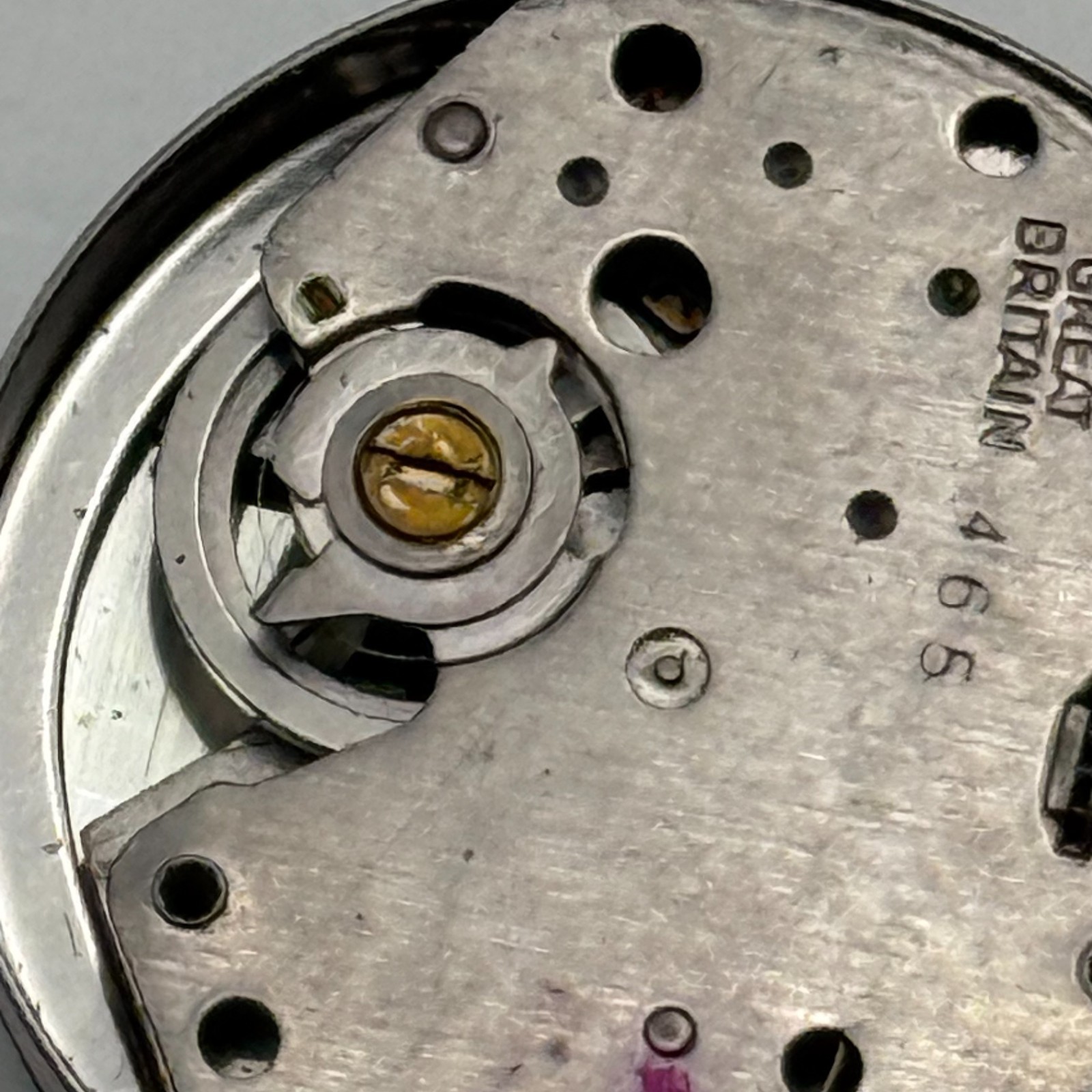 Timex 465 Watch Movement Great Britain Brown Dial Vintage Parts Repair 15.1mm
