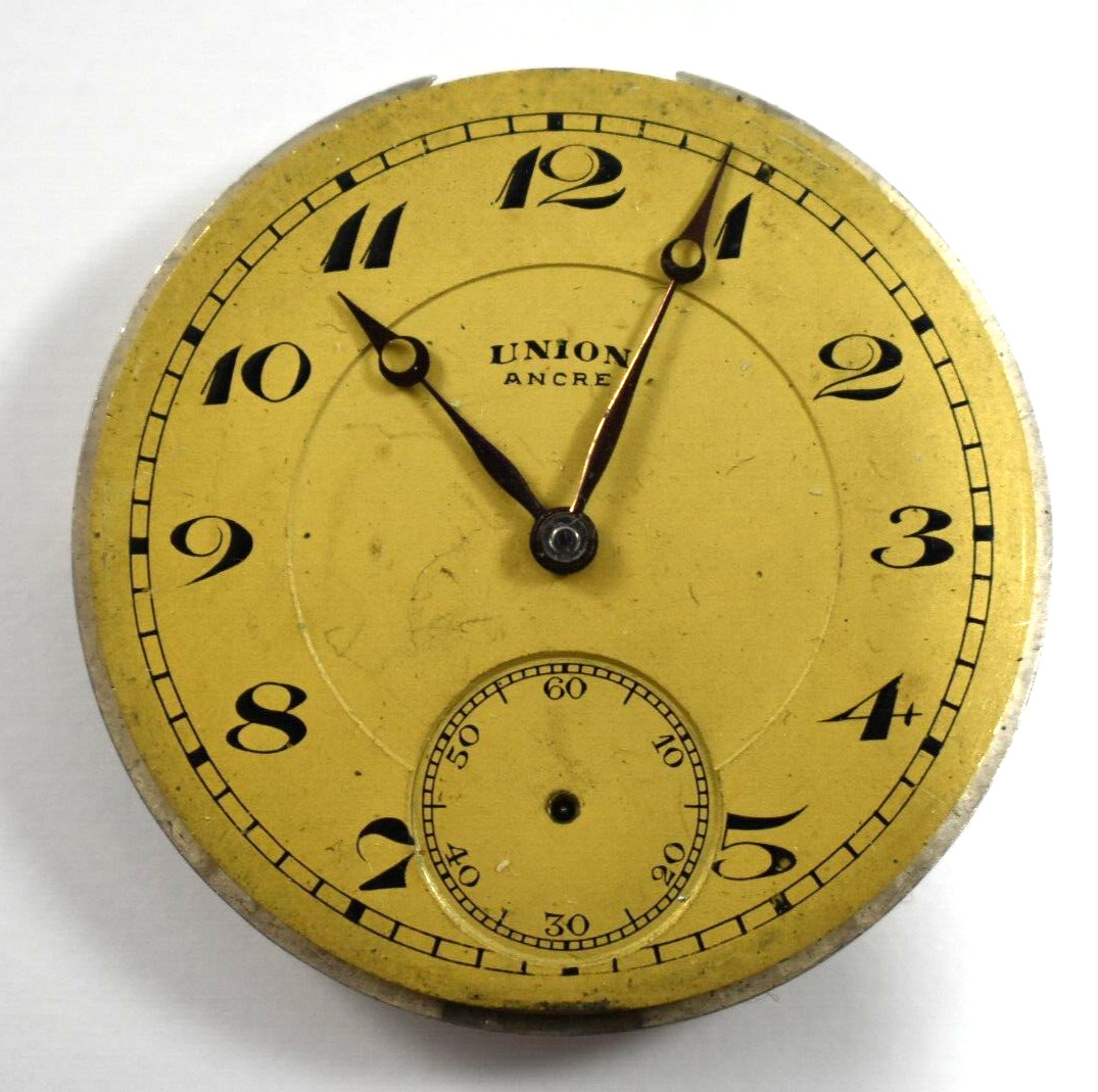 Vintage Union Ancre 42.20mm Open Face Pocket Watch Movement lot.rj