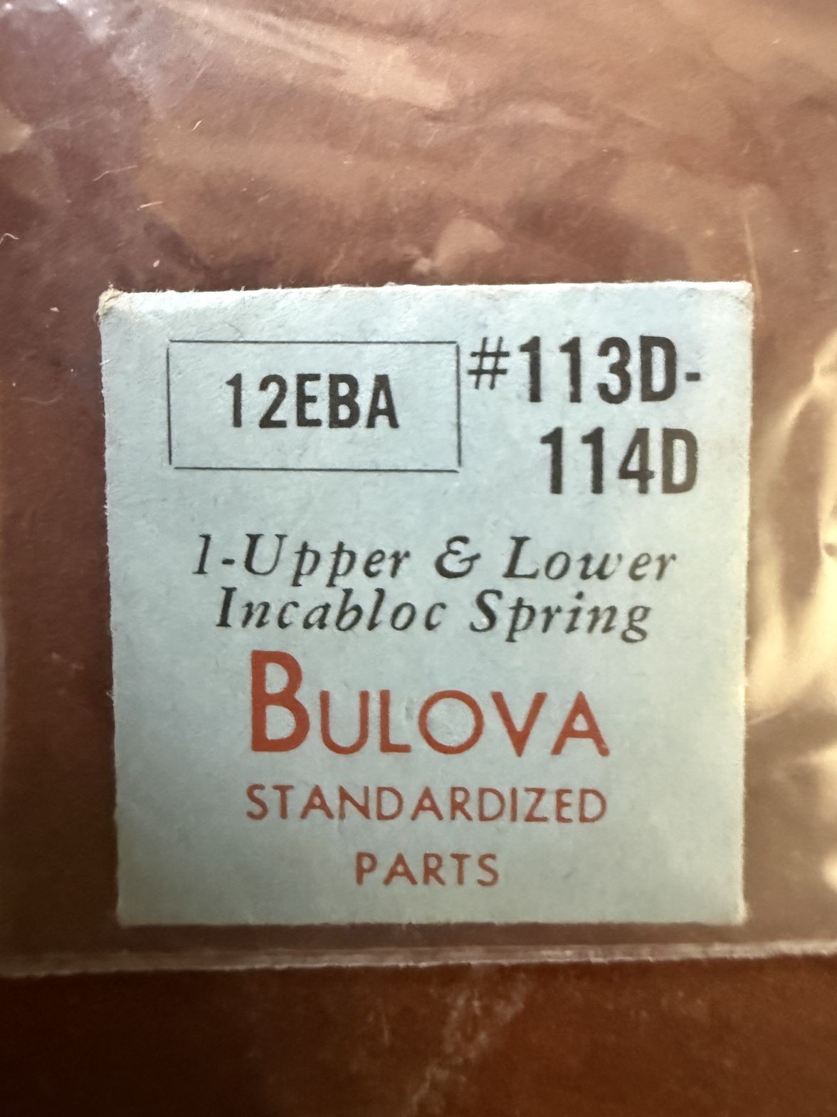 Bulova 12EBA Upper & Lower Incabloc Spring #113D-114D NOS Genuine Vintage Watch