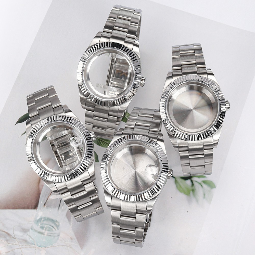Sapphire Date Watch Cases 36mm/39mm+ Bracelet Oyster Fluted For Seiko NH35 NH36