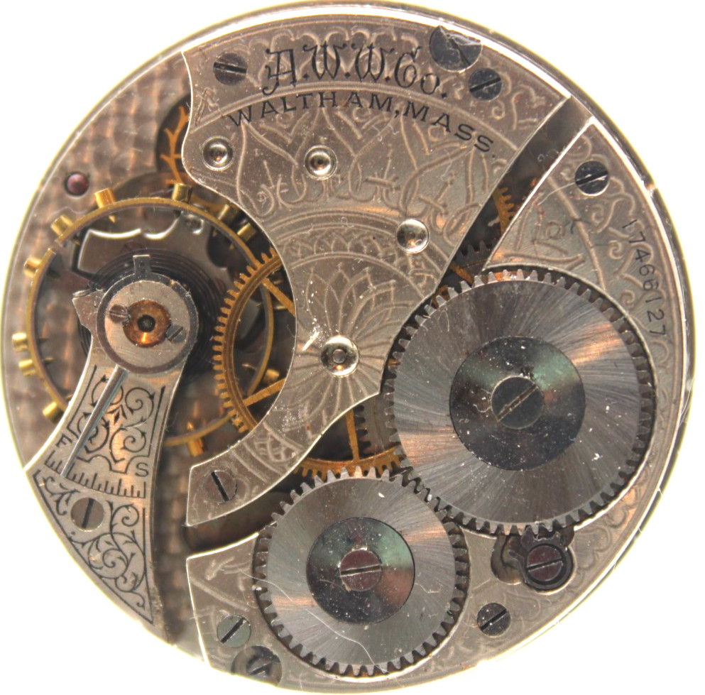 1908 WALTHAM POCKET WATCH MOVEMENT 17466127 GRADE: 610 16s 7j (RJ)
