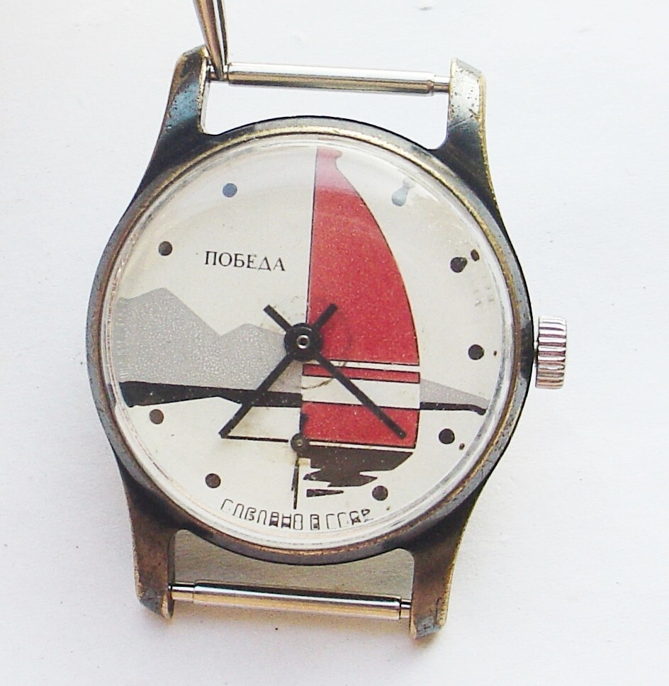 Rary Vintage Collectible Soviet POBEDA with SAILBOAT watch 2602 USSR SERVICED