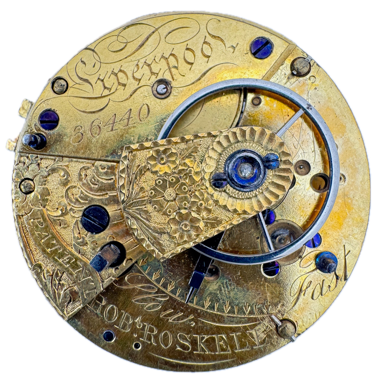 Antique 47mm Robert Roskell “Date” Key Wind Verge Fusee Pocket Watch Movement